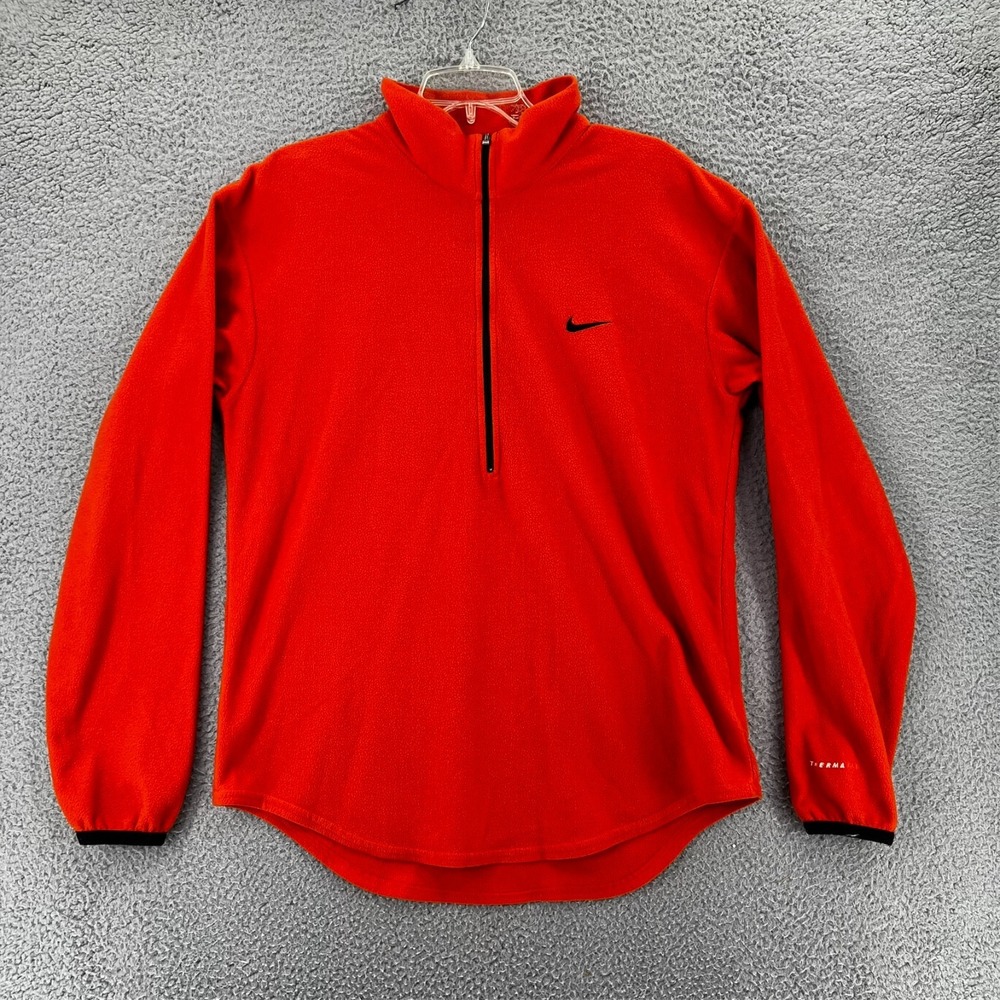 Vintage 90s Nike Fleece Sweater 1/2 Zip Long Sleeve Pullover Mens‎ Large Red